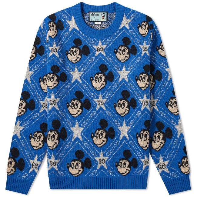 Gucci XL L S M L Xl Disney X Mickey Mouse Crew Knit Azure Jumper Blue Sweater 
