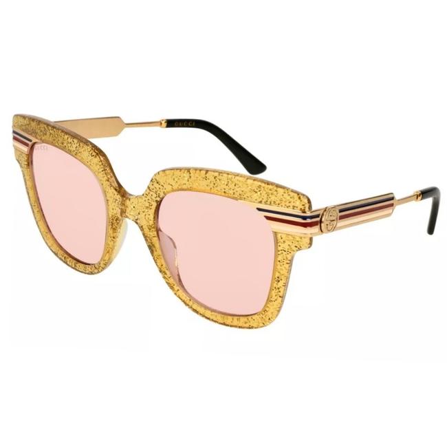 Gucci Yelliw Glitter Gold Pink Square Gg 0281s 004 Sunglasses 