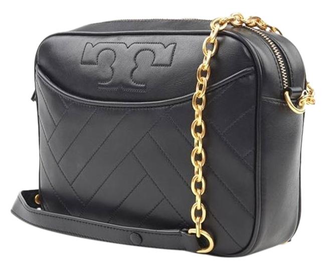 Tory Burch Alexa Camera Black Leather Shoulder Bag 