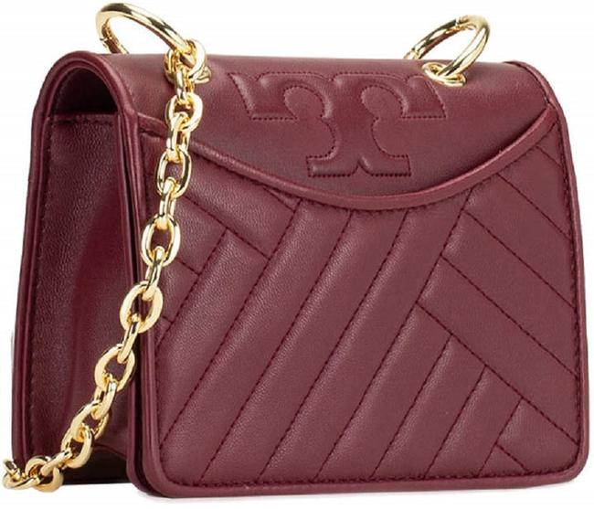 Tory Burch Alexa Mini Imperial Garnet Leather Shoulder Bag 