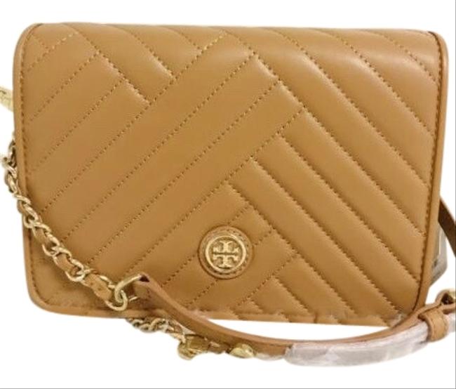 Tory Burch Alexa New Combo Quilted 50644 Aged Vachetta Leather Cross Body Bag 