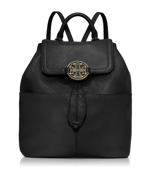 Tory Burch Amanda Black Leather Backpack 