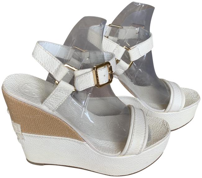 Tory Burch Beige Carlee High Wedge Sandals 5 