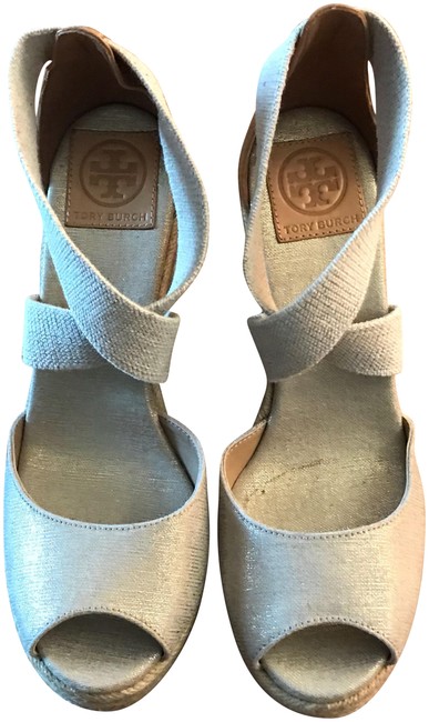 Tory Burch Beige Espadrille Wedges