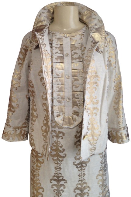 Tory Burch Beige Metallic Brocade BlazerS 