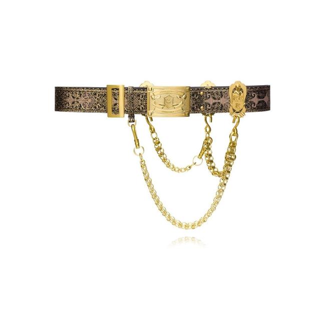 Tory Burch Black and Metallic Hanging Chain Belt 