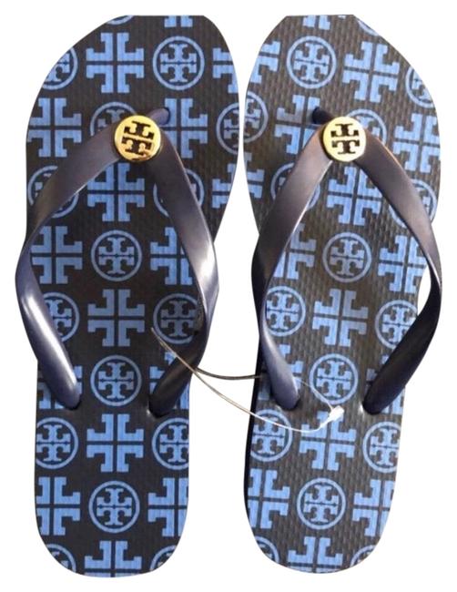 Tory Burch Black &amp Navy Sea Flipflop Sandals
