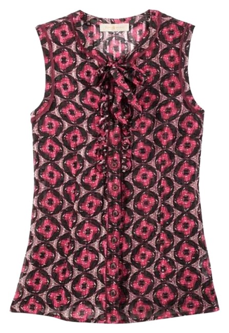 Tory Burch Black and Pink Libby Filcoupe Blouse