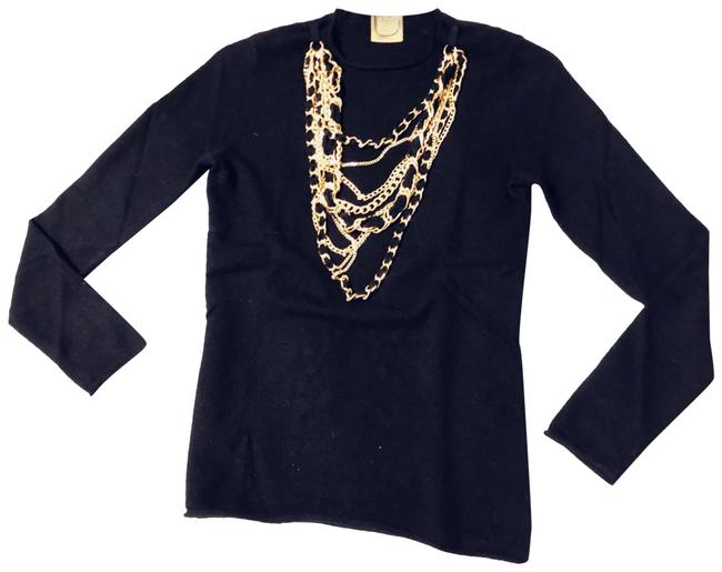 Tory Burch Cashmere with Detachable Chains Black Sweater 