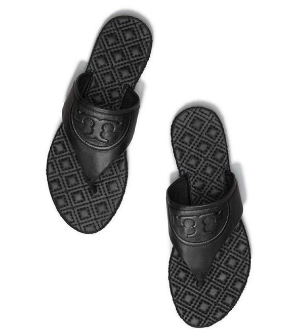 Tory Burch Black Fleming Flat Thong Leather Sandals 5 