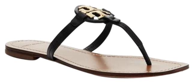 Tory Burch Black Gold Mini Miller Flip Flops Sandals