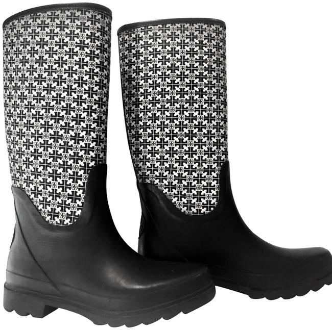 Tory Burch Black Jacquard Rainboots Boots Booties