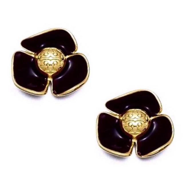 Tory Burch Black Logo Fleur Earrings 