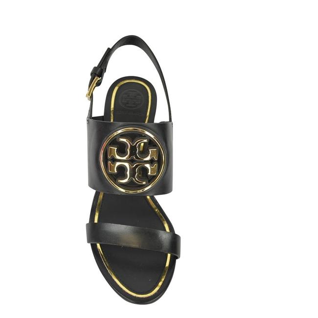 Tory Burch Black Metal Miller Leather 65mm Heels Wedges