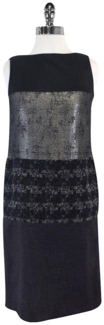 Tory Burch Black Metallic Panel Gray Short Cocktail Dress 0 M 