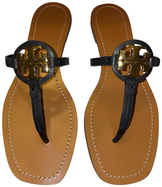 Tory Burch Black Mini Miller Leather Thong Sandals