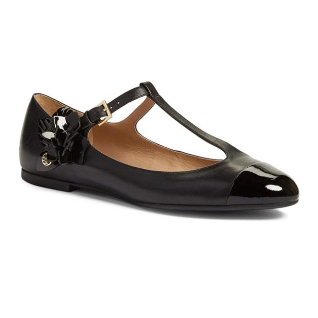Tory Burch Black T *new* T strap Blossom Leather Flats 5 