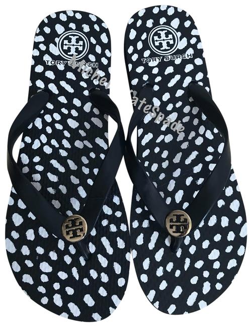 Tory Burch BlackWhite Dotted Pony Flip Flop Sandals