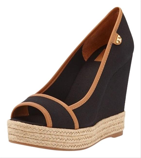 Tory Burch Black Tan Style #toryb43285 Wedges 5 Narrow Aa N 