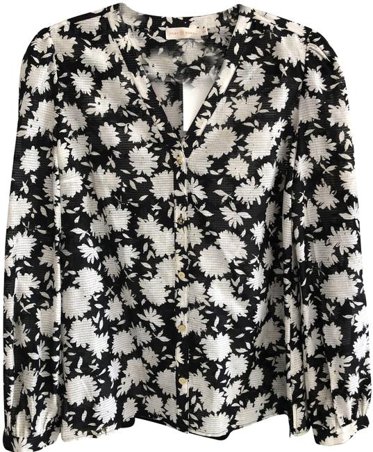 Tory Burch Black White Floral Blouse  