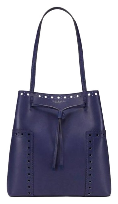 Tory Burch Block T T Navy Leather Tote 