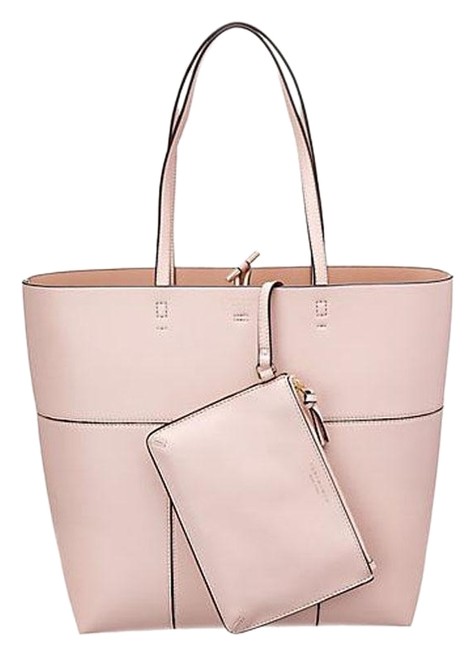 Tory Burch Bag Block T T W Tall N S W Pouch Shell Pink Leather Tote 