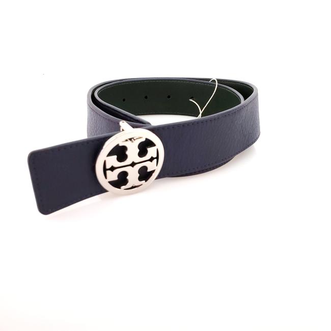 Tory Burch Blue Black 15 Reversible Logo Belt 