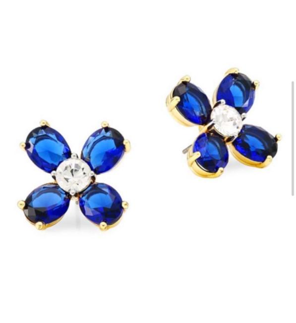 Tory Burch Blue Buddy Clover Earrings 