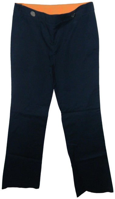 Tory Burch Blue Cotton Blend Navy Wide Leg Trousers Pants  29 30 