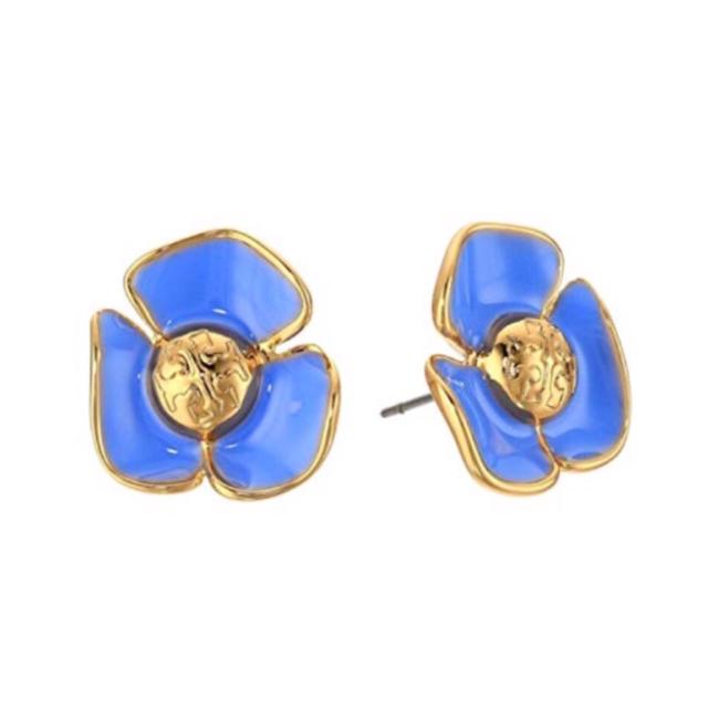 Tory Burch Blue Fluer Flower Earrings 