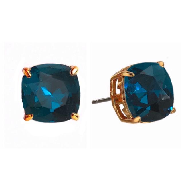 Tory Burch Blue Set Crystal Cushion Cut Earrings 