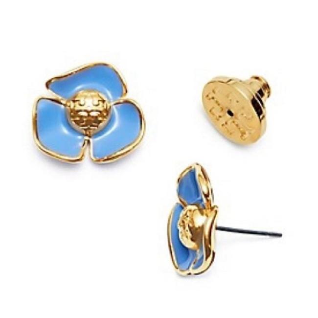Tory Burch Blue Stud Fleur Earrings 