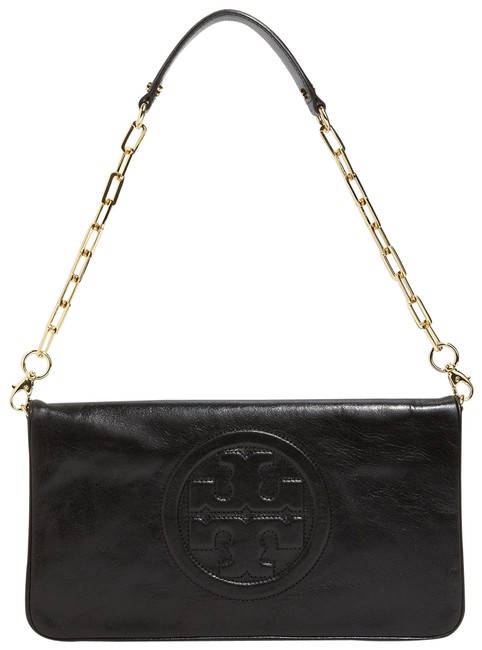 Tory Burch Bombe Reva Black Leather Shoulder Bag 