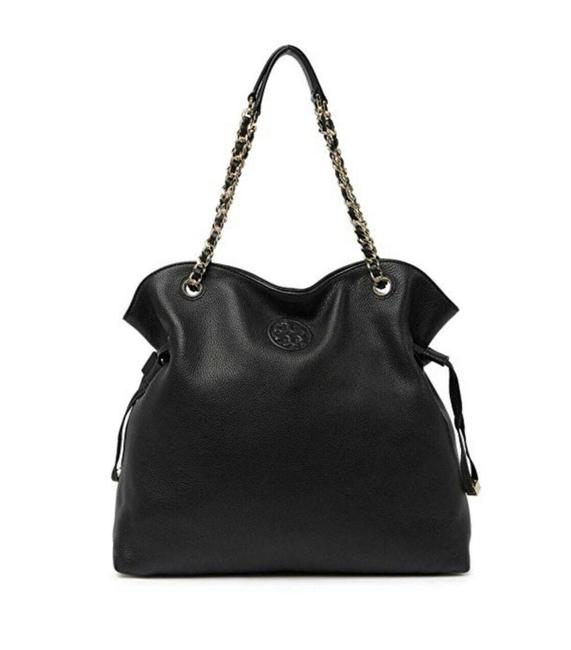 Tory Burch Bombe Slouchy Large Tote Black Leather Shoulder Bag 