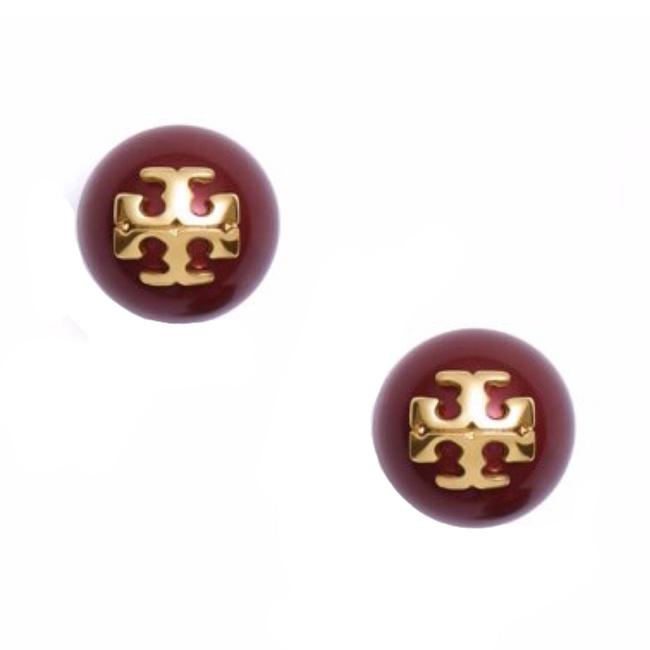 Tory Burch Bordeaux Gold Pearl Evie Earrings 