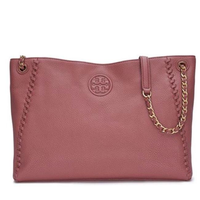 Tory Burch Britten Slouchy Purse Maple Sugar Pink Dusty Rose Leather Tote 