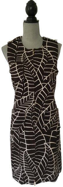 Tory Burch Brown and White Fabulous Mid length Work Office Dress 0 M 