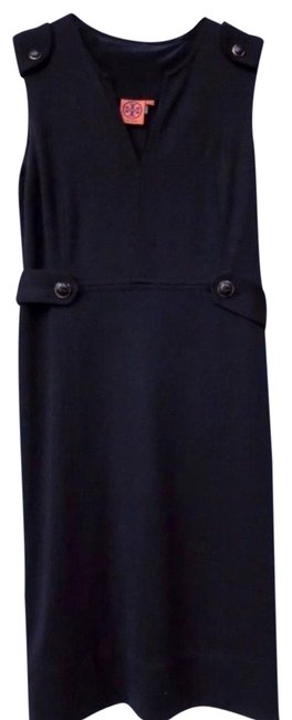 Tory Burch Black Wool V Neck Sheath Short Casual Dress  