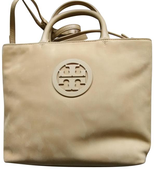 Tory Burch Charlie Small 52872 Savannah Beige Suede Leather Tote 