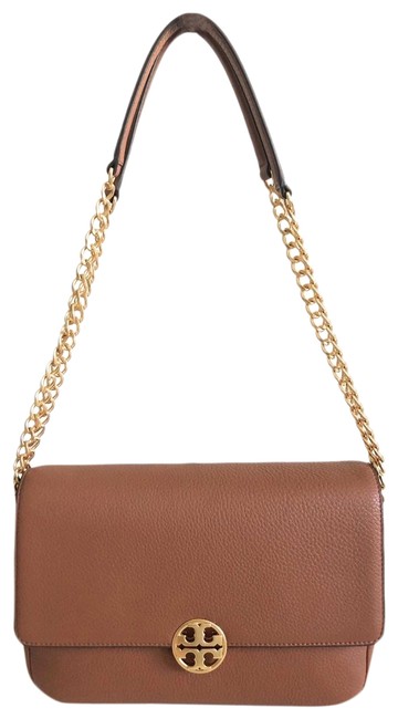 Tory Burch Chelsea Cross Body Classic Tan Brown Leather Shoulder Bag 