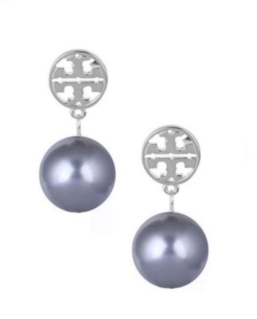 Tory Burch Circle Logo Pearl Drop Earrings 