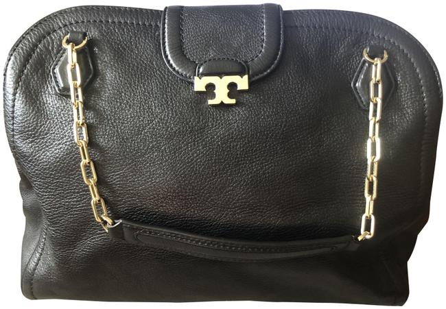 Tory Burch Classic Black Pebbled Leather Tote 