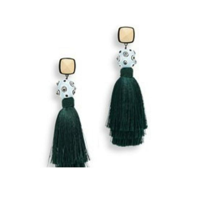 Tory Burch Clip on Silk Tassel Statement Earrings 