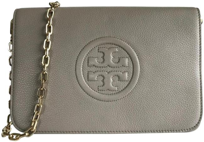 Tory Burch Clutch Bombe Grey Leather Shoulder Bag 