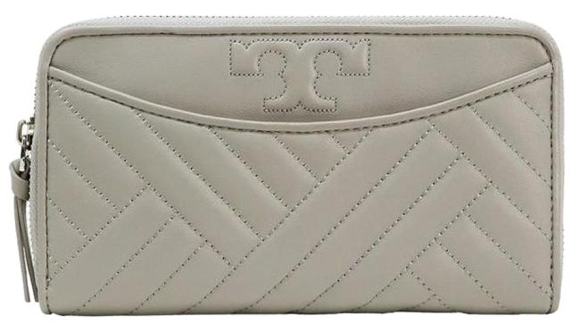 Tory Burch Concrete Grey Alexa New Quilted Zip Continental Wallet 