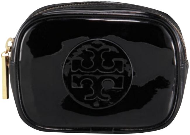 Tory Burch Cosmetic Case Small Black Patent Leather Clutch 