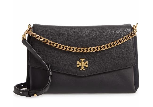 Tory Burch Crossbody Kira Material Black Mixed Leather Shoulder Bag 