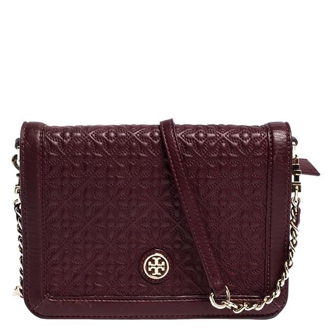Tory Burch Crossbody Robinson Burgundy Leather Shoulder Bag 