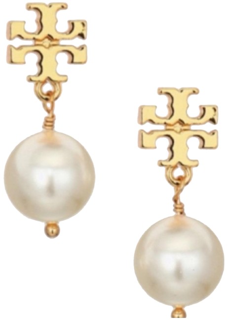 Tory Burch Crystal Pearl Drop Earrings 