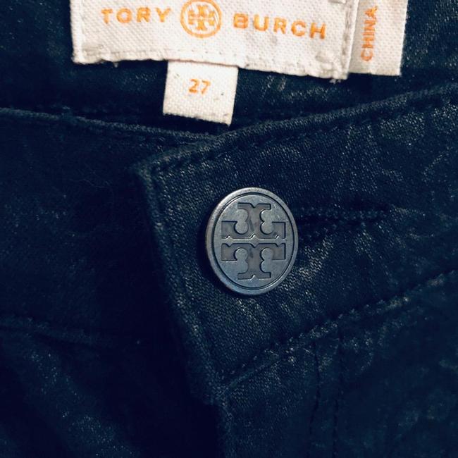 Tory Burch Designer Pants Gray Design On Black Boot Cut JeansS 27 